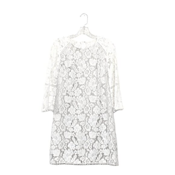 Vince Camuto Floral Lace Boho Shift Dress White Size 6 - Picture 1 of 16